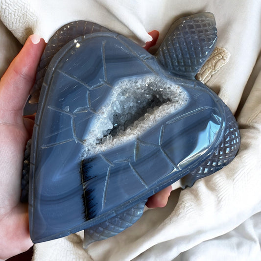 Large drusy agate turtle