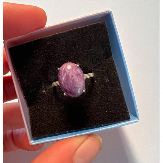 Charoite 925 adjustable ring