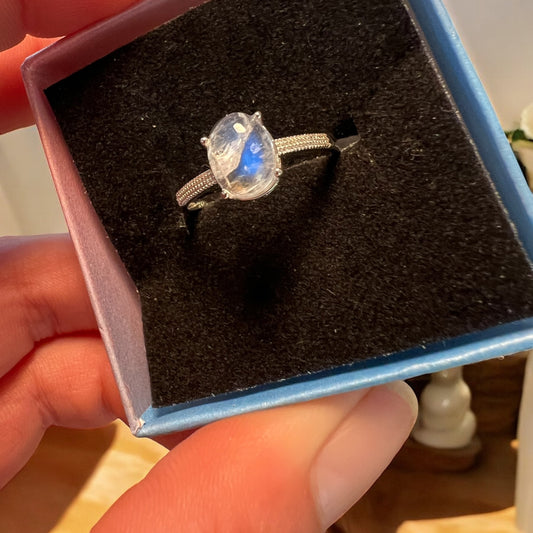Blue moonstone 925 adjustable ring
