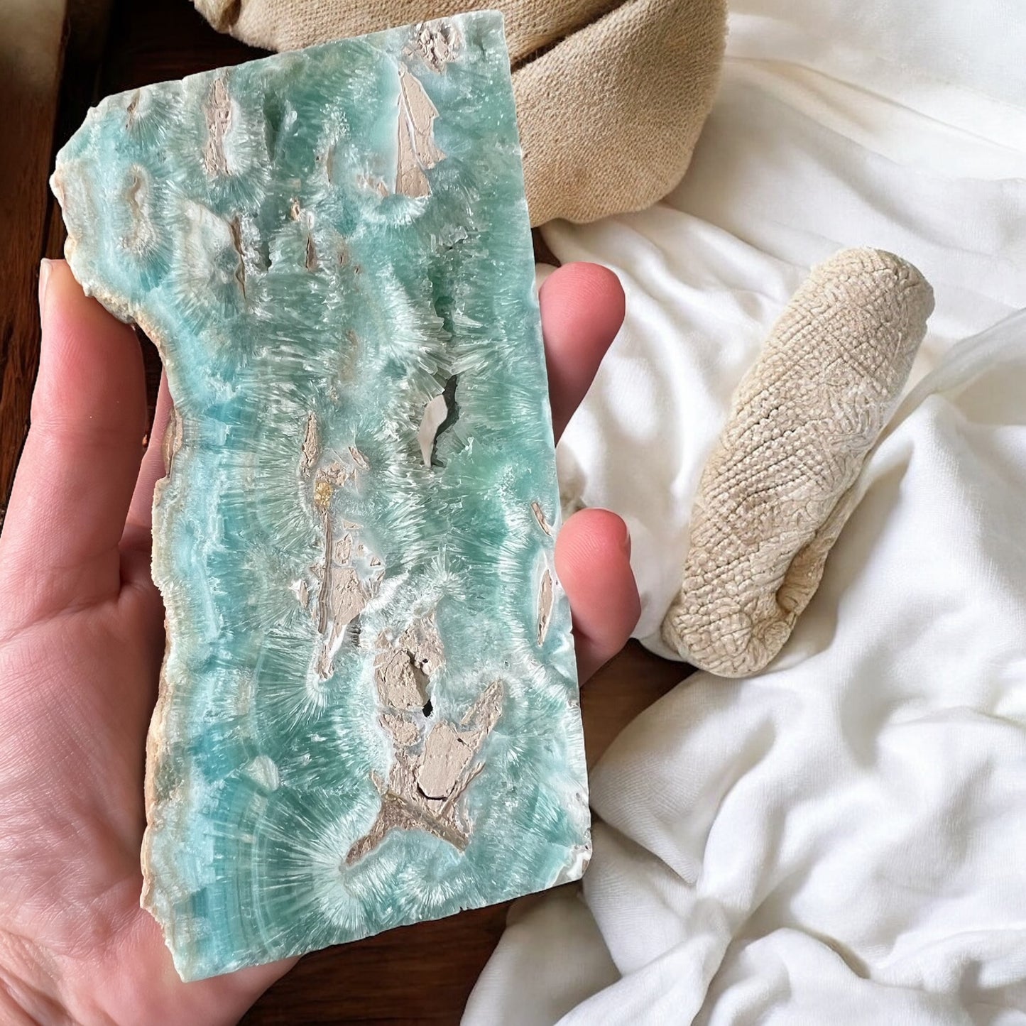 Blue aragonite slab beautiful