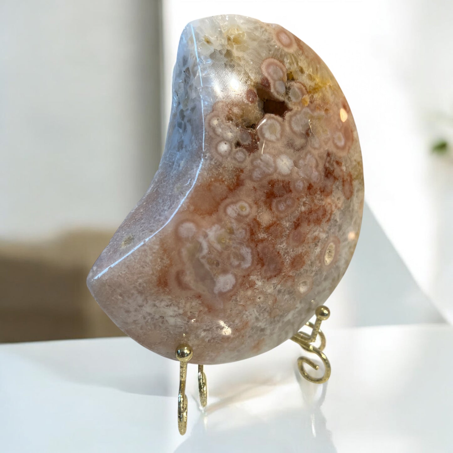 Pink amethyst moon on stand (Chunky)