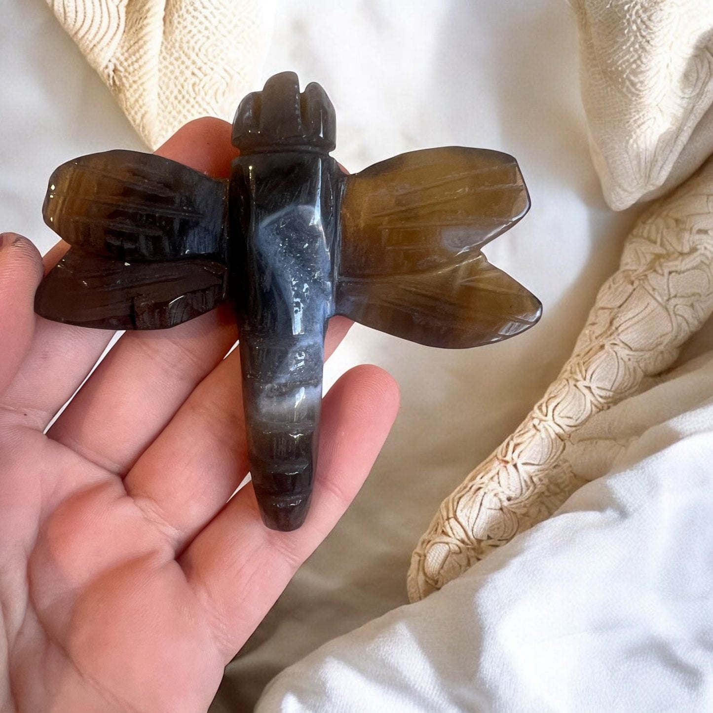 Drusy agate dragonfly