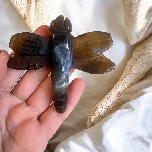 Drusy agate dragonfly