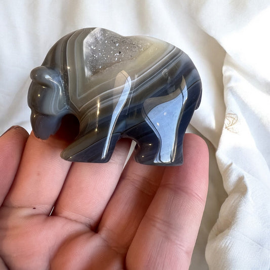 Drusy agate banded bear