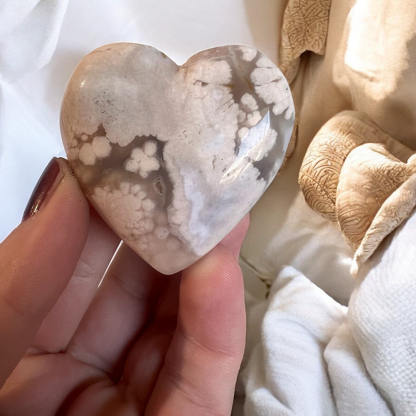 High quality flower agate heart