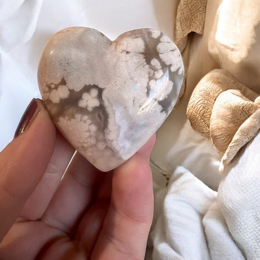 High quality flower agate heart