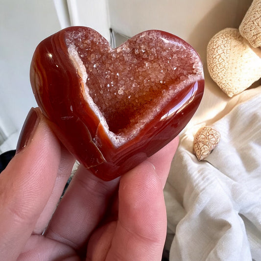 Drusy carnelian heart sparkling
