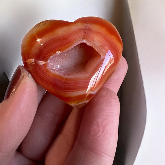 Drusy carnelian heart sparkling