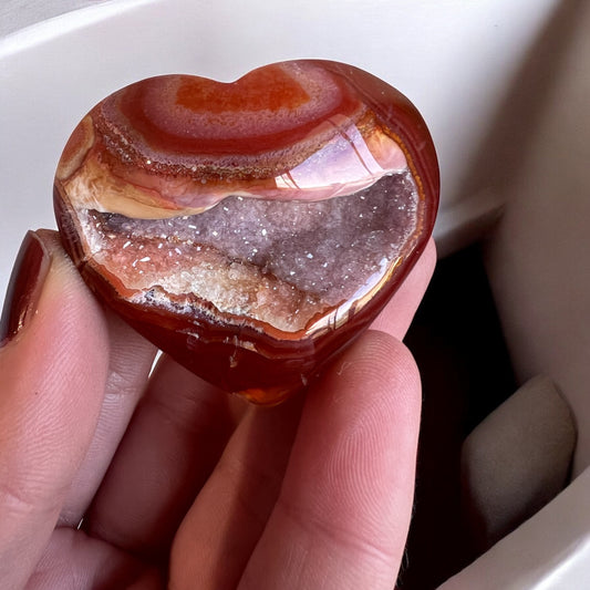 Drusy carnelian heart sparkling