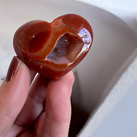 Drusy carnelian heart sparkling