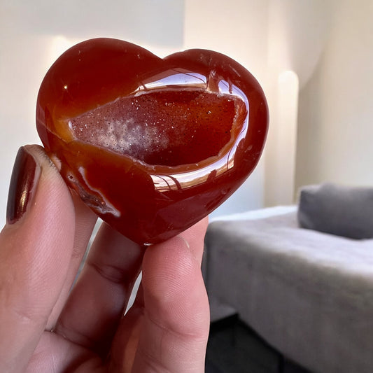 Drusy carnelian heart sparkling