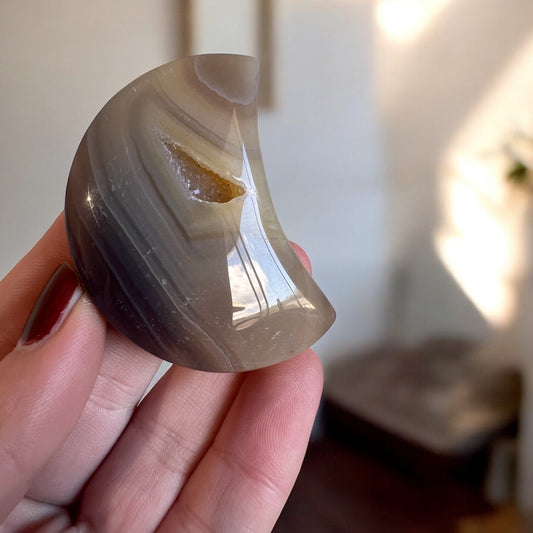 Drusy agate moon