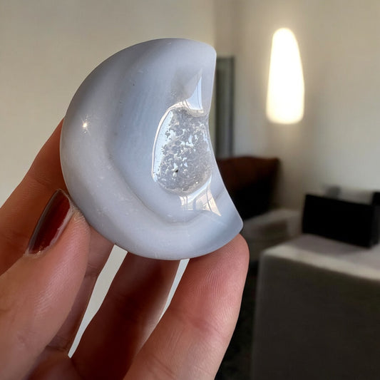 Drusy agate moon