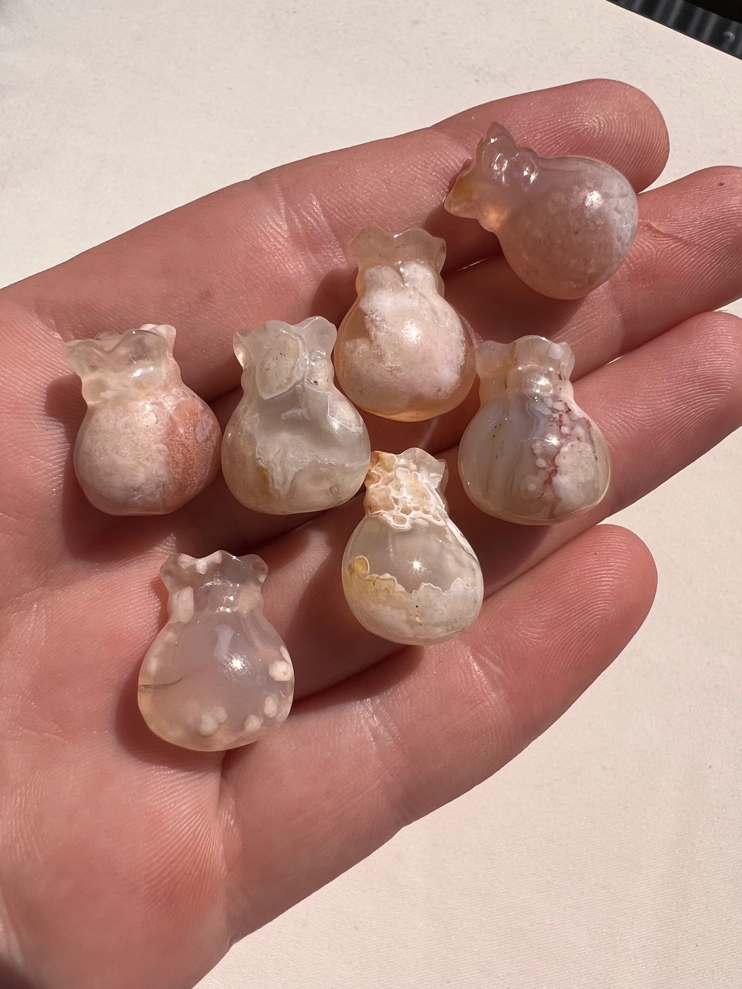 Mini flower agate money bag (each)