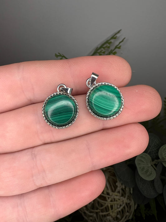 Malachite pendants (stainless steel) (each)