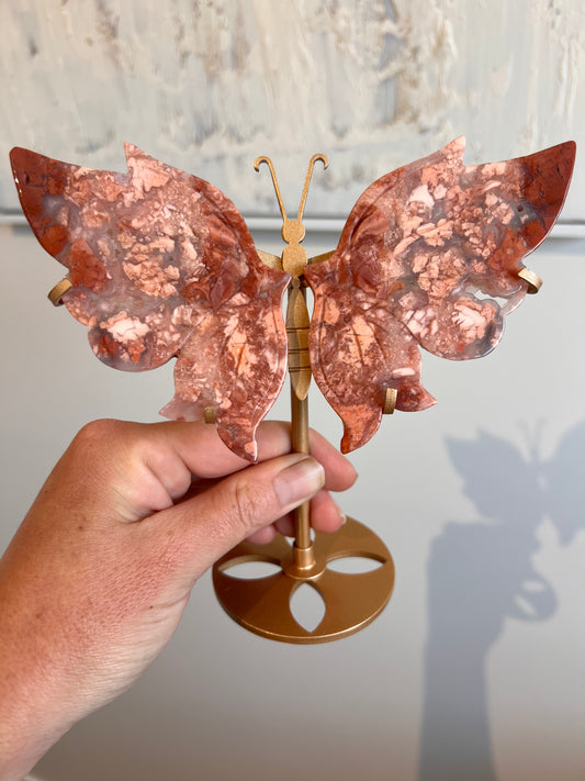 Pink agate cotton candy butterfly