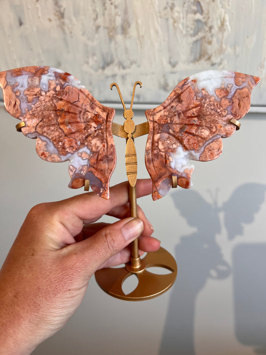 Pink agate cotton candy butterfly