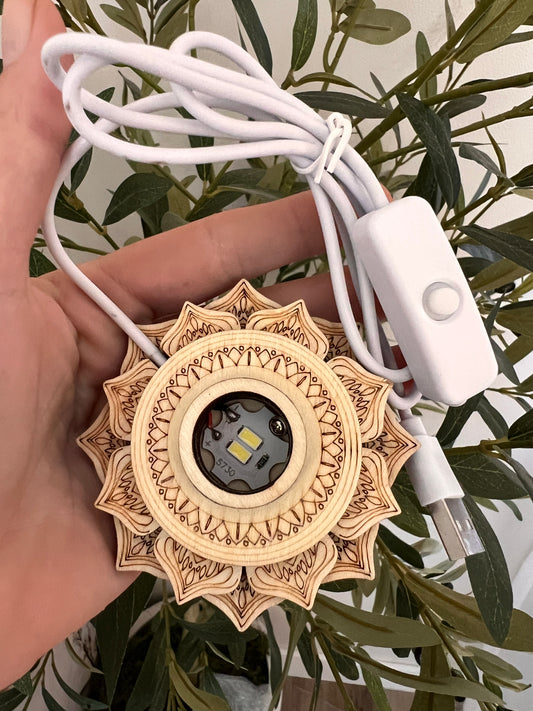 Wooden flower USB sphere light