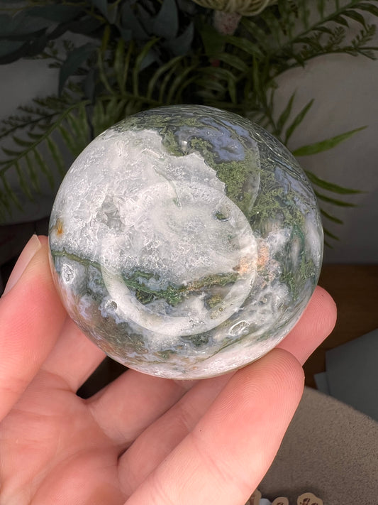 Moss agate sphere