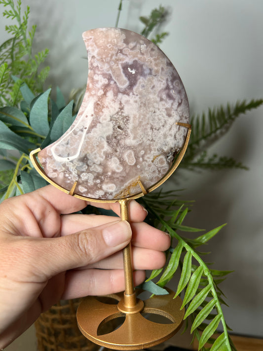 Pink amethyst flower agate moon