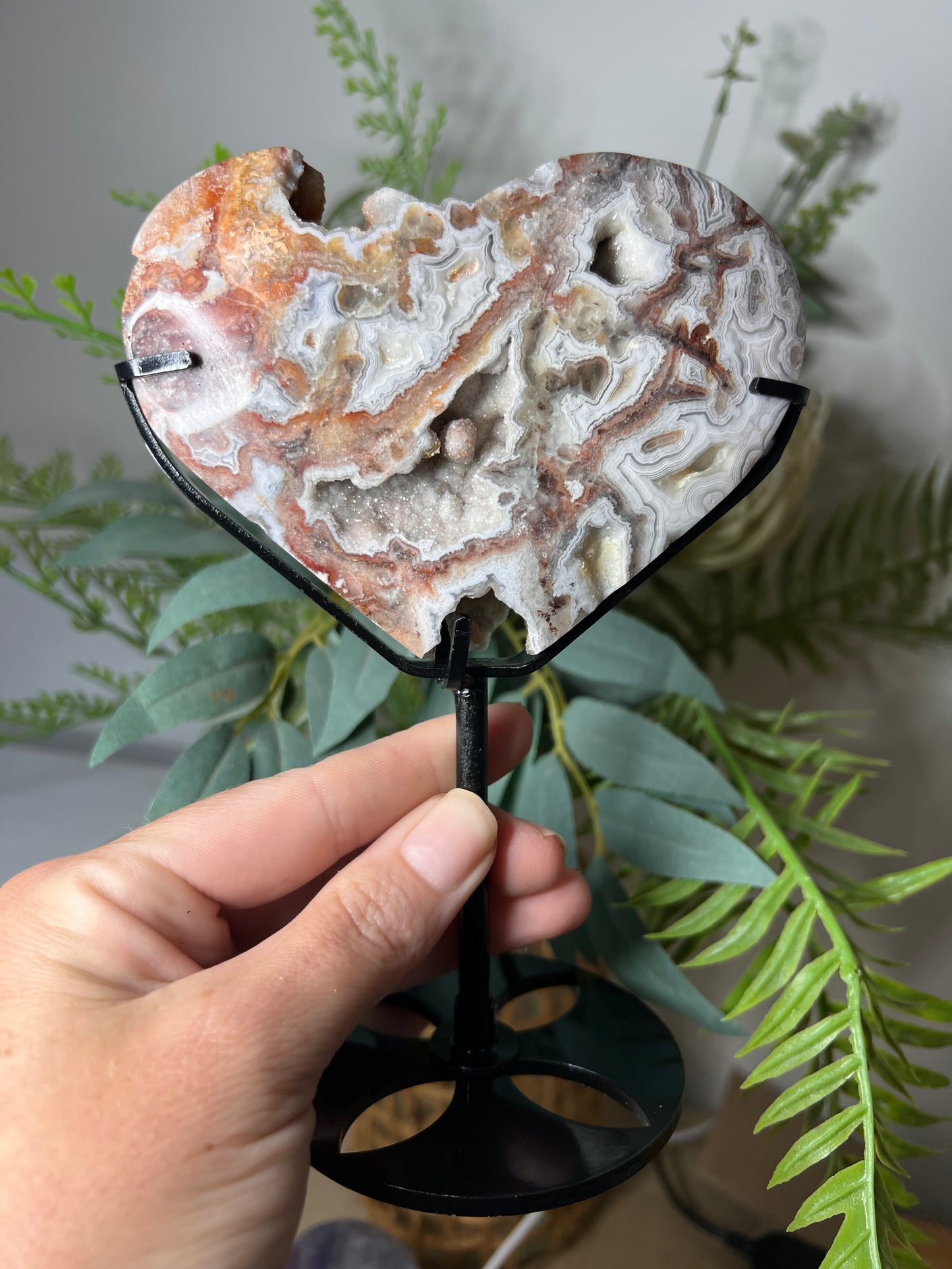 Mexican lace agate drusy heart