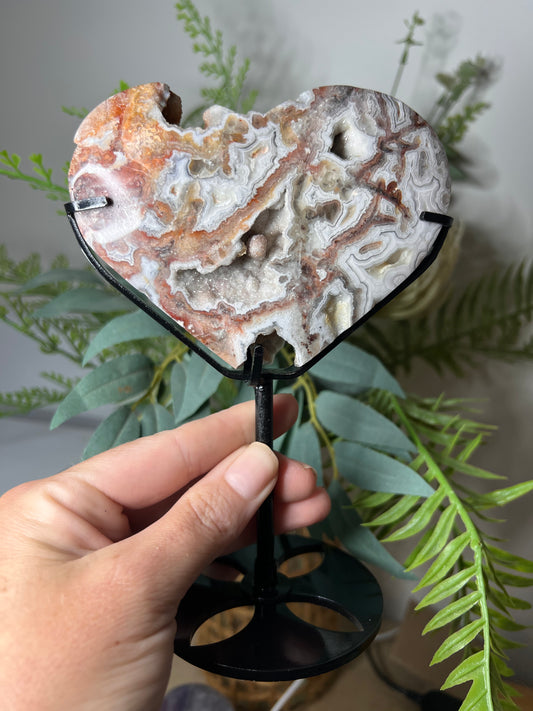 Mexican lace agate drusy heart
