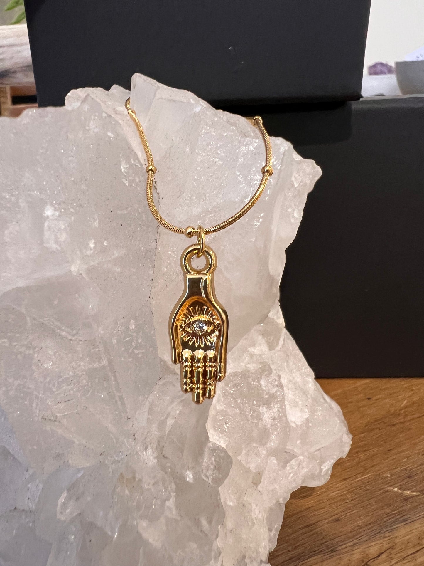 18k gold plated stainless steel evil eye necklace