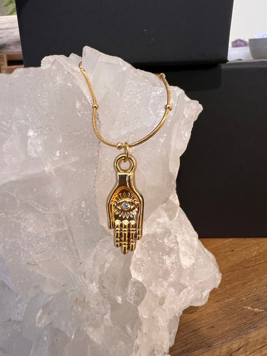 18k gold plated stainless steel evil eye necklace