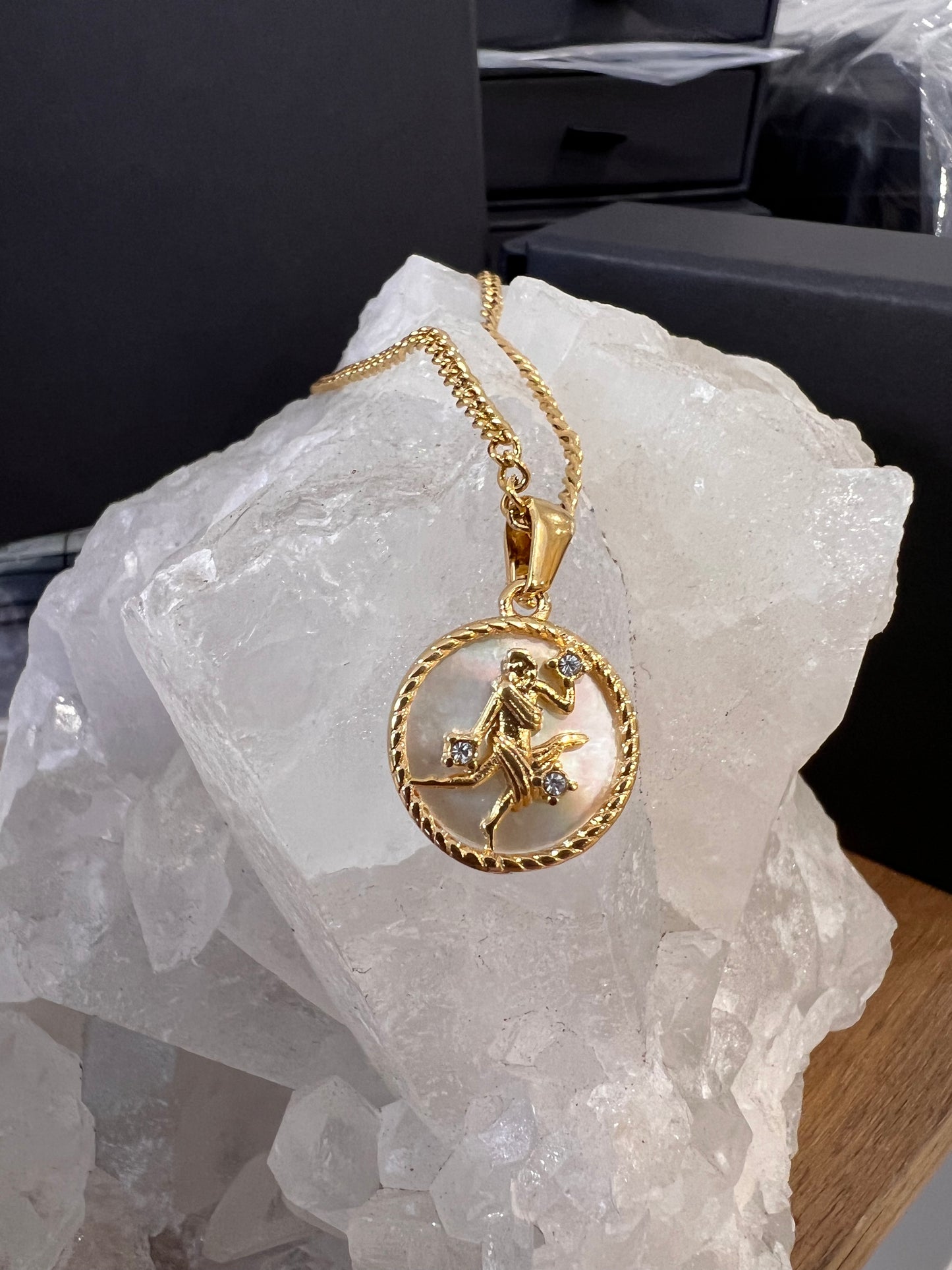 18k gold plated stainless steel zodiac necklace