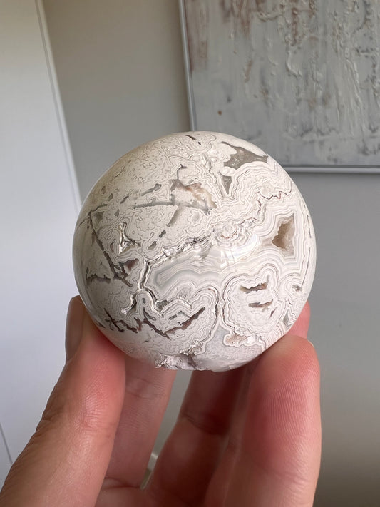 White crazy lace agate sphere