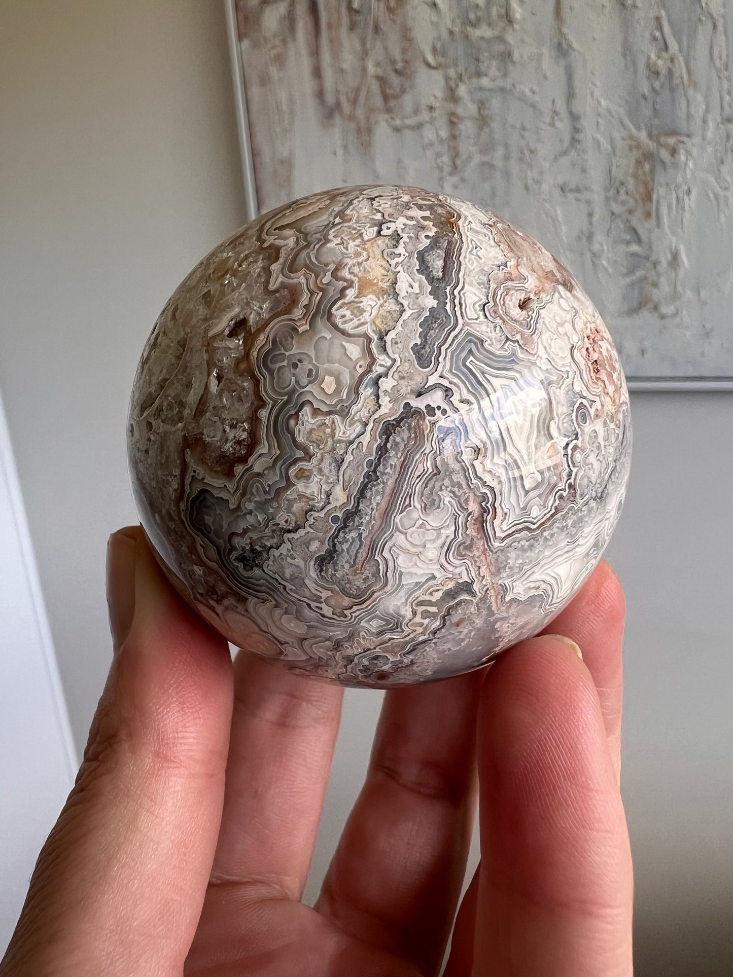 Crazy lace agate sphere
