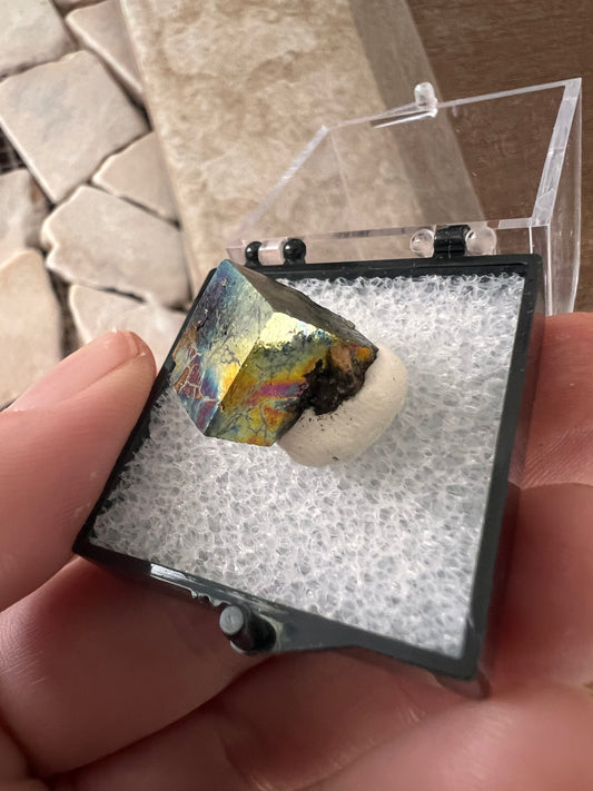 Pyrite aura cube specimen