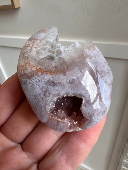 Drusy pink amethyst palm