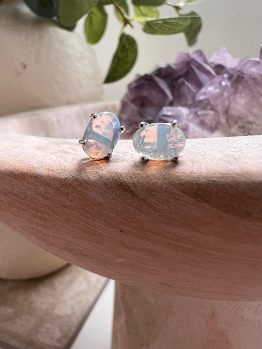 925 moonstone stud earrings