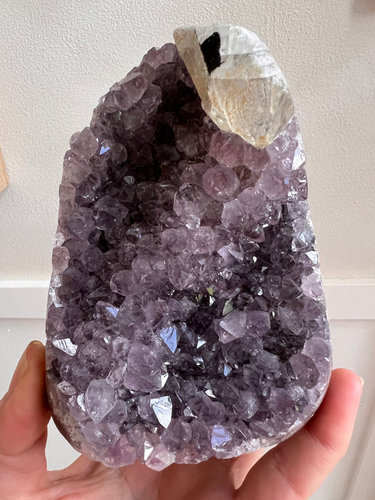 Madagascar Amethyst cutbase with Calcite