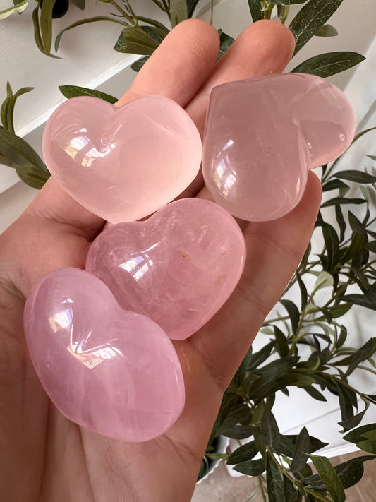Madagascar Puffy Rose Quartz hearts