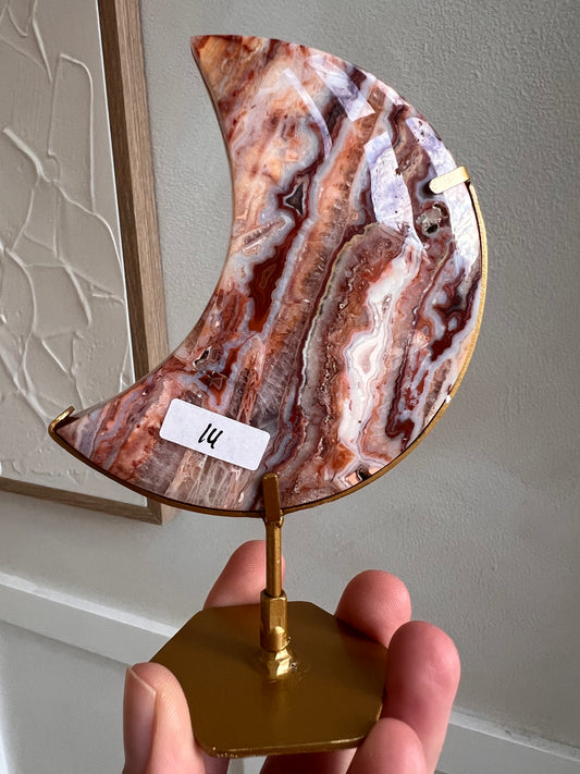 Pink crazy lace agate moon (Indonesia)