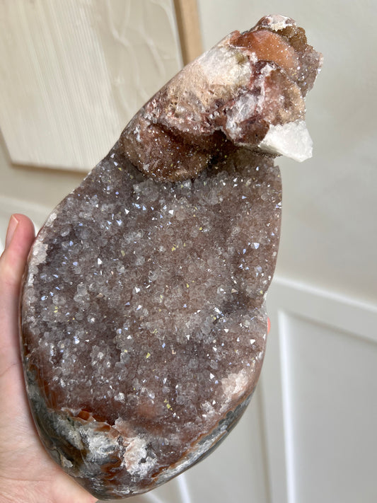 Brazillian rainbow amethyst Freeform with display stand