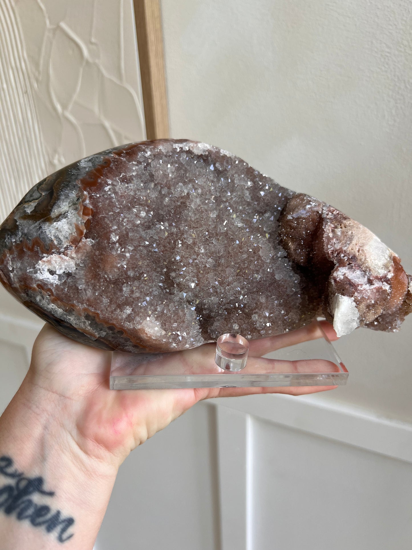 Brazillian rainbow amethyst Freeform with display stand