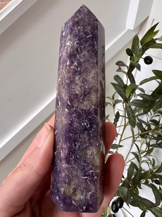 Lepidolite tourmaline tower chunky