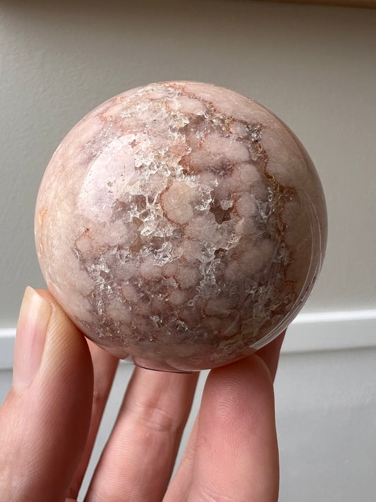 Flower agate pink amethyst sphere