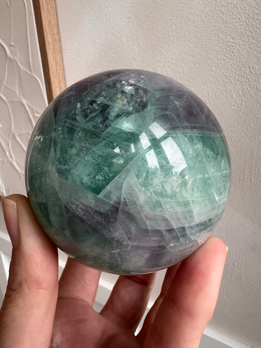 Madagascan fluorite sphere med/large