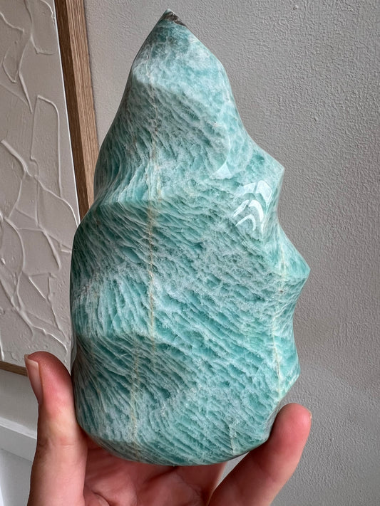 Madagascan amazonite flame 20cmH