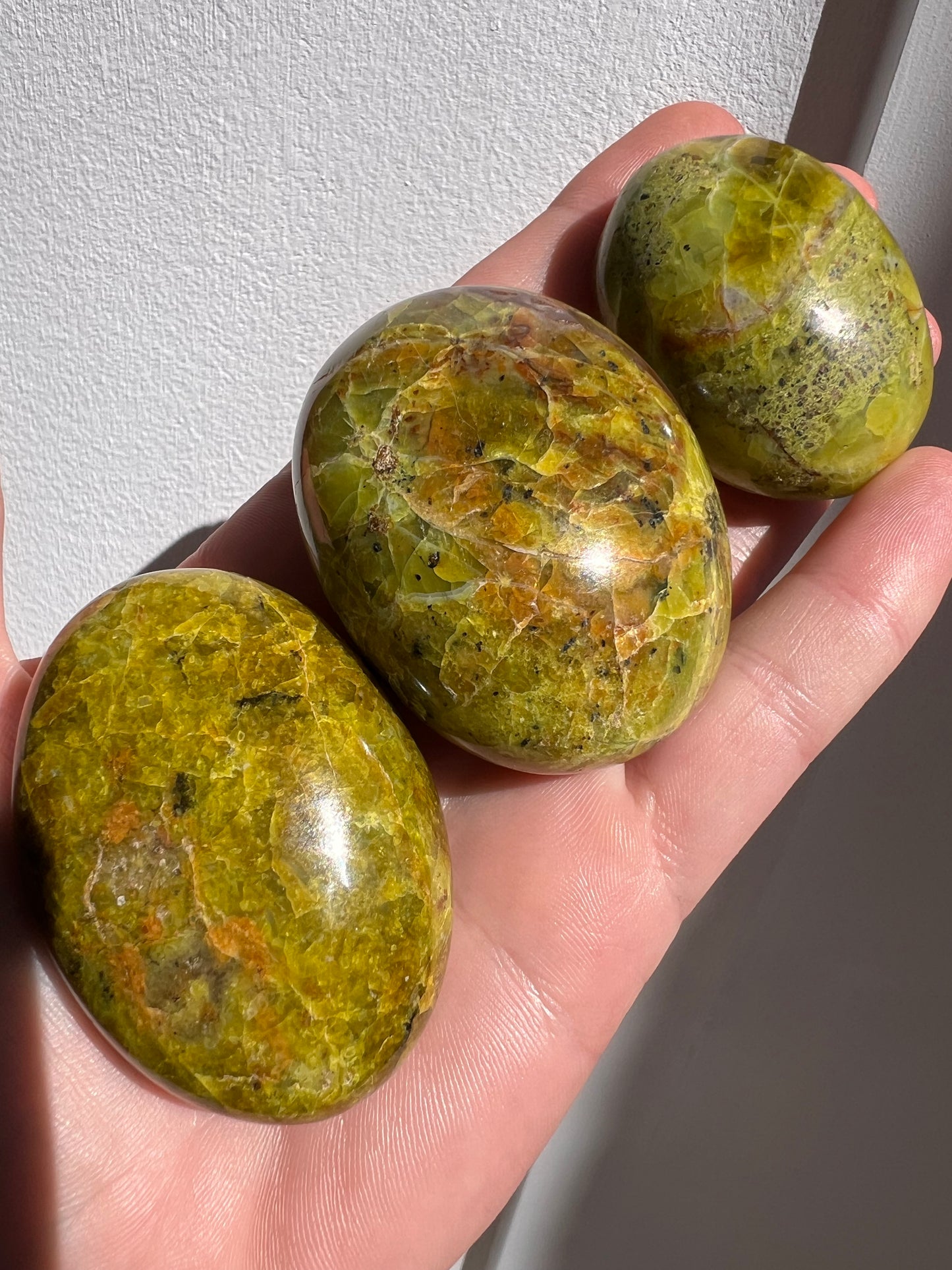 Madagascan Green opal palm stones (intuitively chosen)