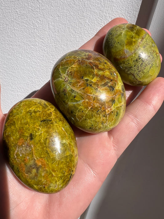 Madagascan Green opal palm stones (intuitively chosen)