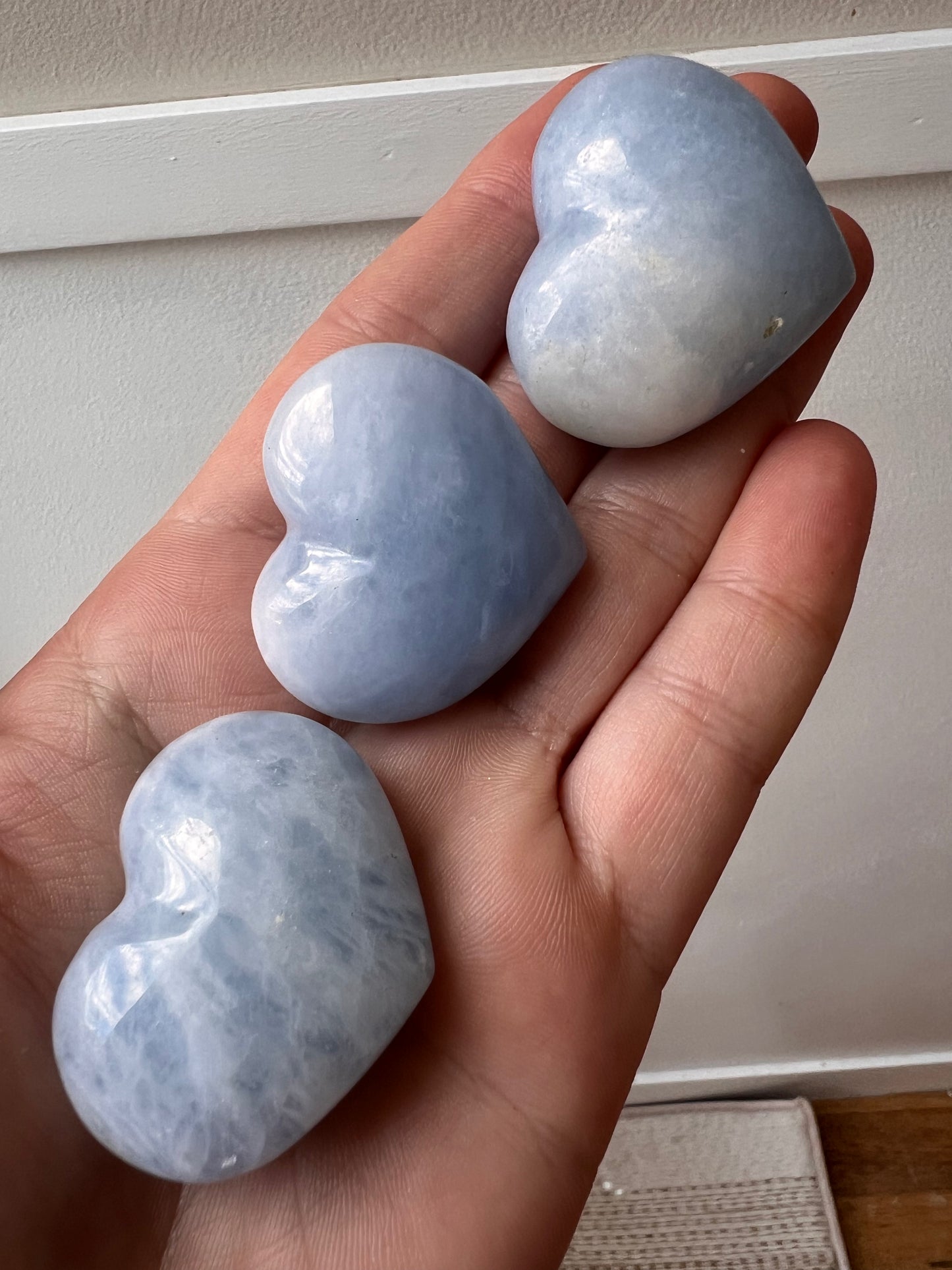 Madagascar blue calcite hearts