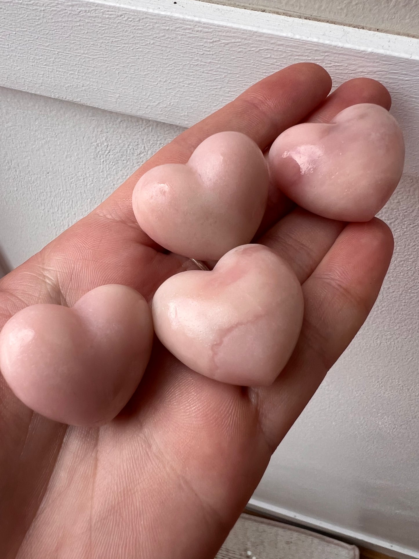 Puffy pink opal hearts