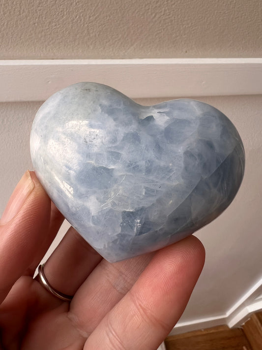 Medium blue calcite heart Madagascar
