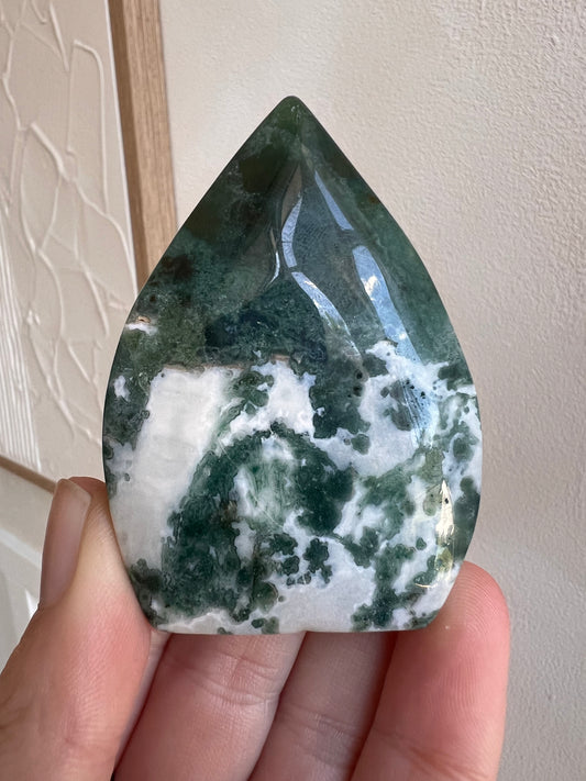Moss agate teardrop small