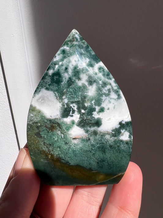 Moss agate tear drop